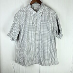 Marmot Shirt Mens Size XL Gray Plaid Casual Button Up Short Sleeve Nylon Hiking‎